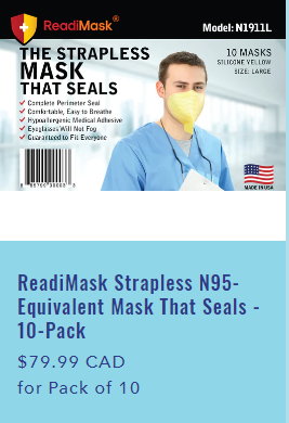ReadiMask Strapless N95-Equivalent Mask That Seals