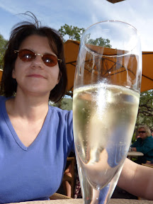 Me in sunglasses, sparkling in foreground